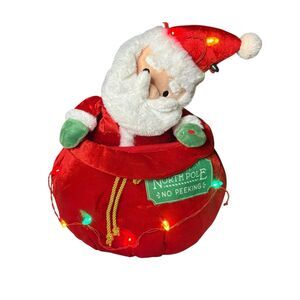 Gemmy Wondershop Animated Santa & His Toy Bag Christmas Musical Lighted Plush